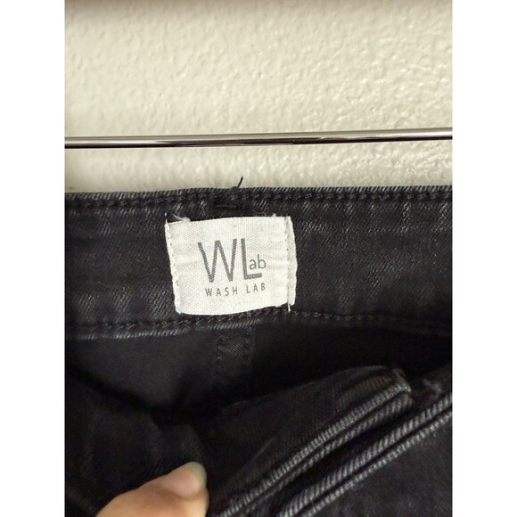 WASH LAB Front Slit Straight Brushed Black Women's Size 30 Jeans Wide Leg Panels - Picture 7 of 15